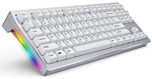 ABKONCORE AR87 Mechanical Keyboard, CNC Full Aluminum Wired Gaming Keyboard with Cherry MX Brown Switches with Zipper Point, Dye Sublimated Keycaps, 100% Anti Ghosting, Side RGB LED Light, 6.8lbs