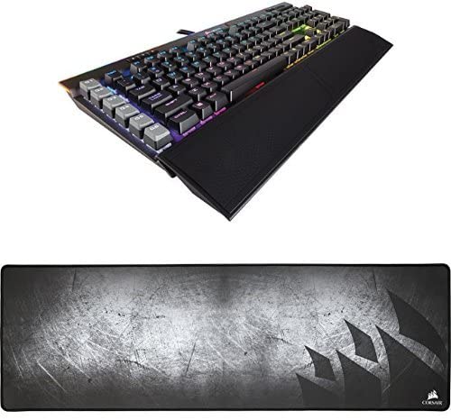 CORSAIR K95 RGB PLATINUM Mechanical Gaming Keyboard – USB Passthrough & Media Controls – Fastest Cherry MX Speed – RGB LED Backlit – Aluminum Finish and CORSAIR MM300 – Extended Mouse Mat