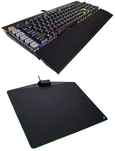 Corsair Gaming K95 RGB PLATINUM Mechanical Keyboard, Cherry MX Speed, Gunmetal (CH-9127114-NA) and Corsair Gaming MM800 RGB Polaris Mouse Pad