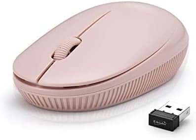 M53 Silent Plus 2.4GHz Wireless Mouse, 95% Less Click Noise Ergonomic Right Left Hand Shape 1200 DPI 3 Button Power Saving for Office Gaming, Windows macOS (Pink)