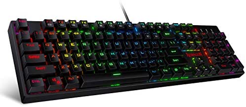 Redragon K582 SURARA RGB LED Backlit Mechanical Gaming Keyboard with 104 Keys, Tactile and Low-Noise Brown Switches