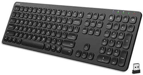 Arteck 2.4G Wireless Keyboard Stainless Steel Ultra Slim Full Size Keyboard with Numeric Keypad for Computer/Desktop/PC/Laptop/Surface/Smart TV and Windows 10/8/ 7 Built in Rechargeable Battery