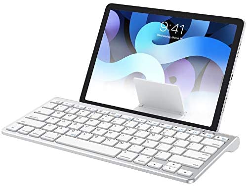 OMOTON iPad Keyboard with Sliding Stand, Ultra-Slim Bluetooth Keyboard for iPad Air 4th Generation 10.9, iPad 10.2(9th/8th/7th Gen), iPad Mini, and More[Sliding Stand NOT for iPad Pro 12.9], White