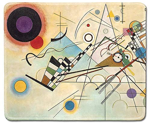 dealzEpic – Art Mousepad – Natural Rubber Mouse Pad with Famous Abstract Fine Art Painting of Composition 8 by Wassily Kandinsky – Stitched Edges – 9.5×7.9 inches