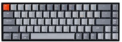 Keychron K6 65% Compact Wireless Mechanical Keyboard for Mac, Hot-swappable White Backlight, Bluetooth, Multitasking, Type-C Wired Gaming Keyboard for Windows with Gateron Blue Switch