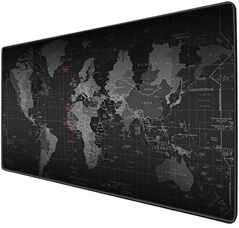 Benvo Extended Mouse Pad Large Gaming Mouse Pad- 35.4×15.7×0.12 inch Computer Keyboard Mouse Mat Non-Slip Mousepad Rubber Base and Stitched Edges for Game Players, Office, Study, World Map Pattern
