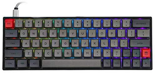 EPOMAKER SKYLOONG SK64 64 Keys Hot Swappable Mechanical Keyboard with RGB Backlit, PBT Keycaps, Arrow Keys for Win/Mac/Gaming (Gateron Optical Red, Grey Black)
