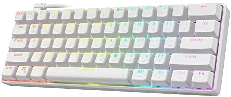 Punkston TH61 60% Mechanical Gaming Keyboard,RGB Backlit Wired Ultra-Compact Mini Mechanical Keyboard Full Keys Programmable White (Optical Brown Switch)