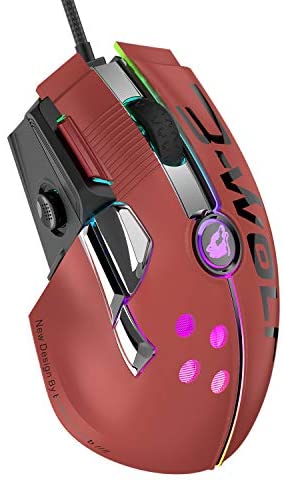 Wired Gaming Mouse Up to 12000 DPI,Pixart 3325 Gaming Chip,Chroma RGB,11 Macro Programmable Buttons+Rapid Fire,Joystick Ultralight Honeycomb Mouse for PC Gamers Xbox/PS4 (Red)