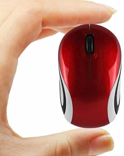 Mini Small Wireless Mouse for Travel Optical Portable Mini Cordless Mice with USB Receiver for PC Laptop Computer (Red)
