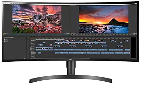 LG LED Monitor 34″ Curved UltraWide WQHD (3840 x 1440) IPS Display, 99% Color Accuracy, Immersive, Detailed Contrast, USB-C, Anti-Glare, Adjustable – Black