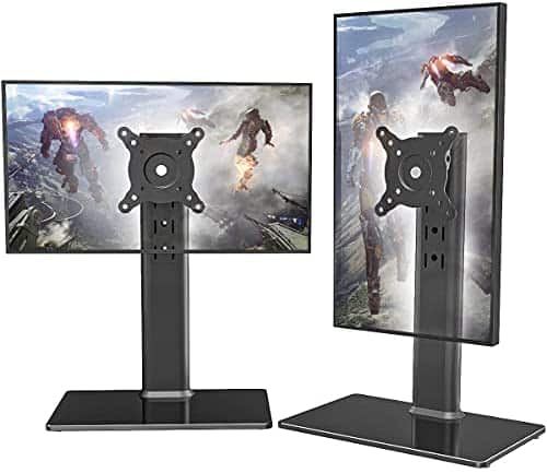 2 Pack Single LCD Computer Monitor Free-Standing Desk Stand Riser for 13 inch to 32 inch Screen with Swivel, Height Adjustable, Rotation, Holds One (1) Screen up to 77Lbs(HT05B-201)