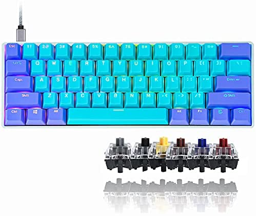 GK61 Mechanical Keyboard 60 Percent SK61 60% Mini RGB Gaming Keyboard with Hot Swappable Silent Red Switch for PC/Win/PS4/Xbox (Gateron Optical Red, Shen2)
