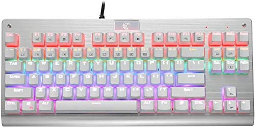 Z-77 87-Key Mechanical Keyboard with Tactile Brown Switches,Tenkeyless Keybord for Professional Gaming and Office (White)