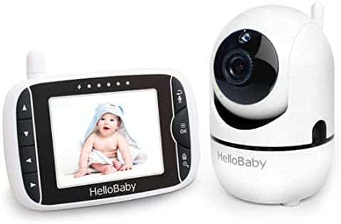 HelloBaby Video Baby Monitor with Remote Camera Pan-Tilt-Zoom, 3.2” Color LCD Screen, Infrared Night Vision, Temperature Display, Lullaby, Two Way Audio