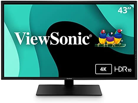 ViewSonic VX4381-4K 43 Inch Ultra HD MVA 4K Monitor Frameless Widescreen with HDR10 Support, Eye Care, HDMI, USB, DisplayPort for Home and Office