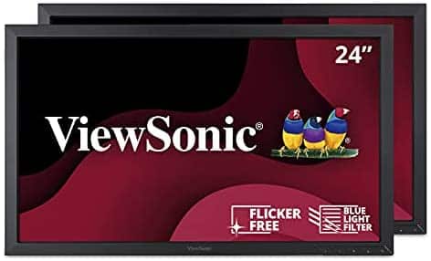 ViewSonic VA2452SM_H2 24 Inch Dual Pack Head-Only 1080p LED Monitors with DisplayPort DVI and VGA, Black