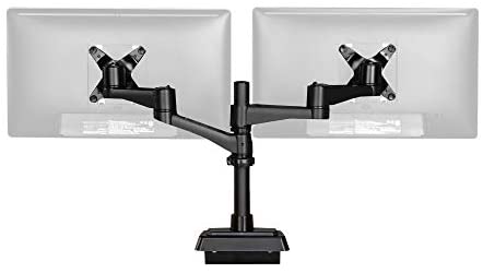 Vari Dual-Monitor Arm 180 Degree – Perfect for Tight Spaces and Cubicles – 180 Degree Range of Movement – Free Up Desk Space – VESA Compatible – Mount up to 27″ Monitors w/Easy Assembly