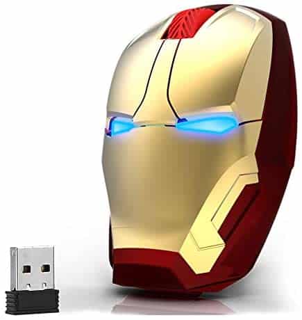 Ergonomic Wireless Mouse, Cool Iron Man Mouse 2.4G Portable Mobile Computer Mouse with USB Nano Receiver for Notebook, PC, Laptop, Computer, MacBook, Responds up to 50 ft