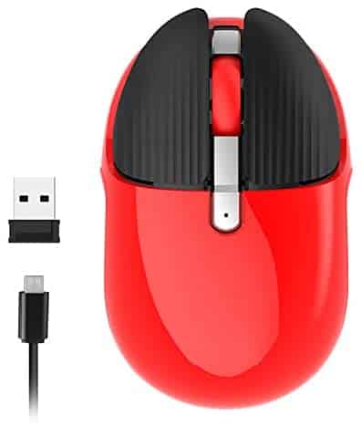 2.4G Wireless Mouse Cute Animal Baby Rabbit Mouse Small Silent Rechargeable Portable Cordless Gaming Mice 1200DPI 3 Buttons Optical Mouse with USB Receiver for PC Laptop Computer Home Office, Red