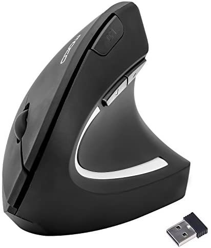 MoKo Wireless Vertical Mouse, 2.4G Ergonomic Wrist Relax Mouse with 3 Adjustable DPI Levels and 6 Buttons for Laptop, PC, Notebook, Chromebook, MacBook – Black
