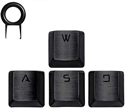 Hallsen Metal Keycaps Mechanical Gaming Keyboard WASD Keycaps for FPS & MOBA, Upgraded Stainless Steel Custom 60% Keycaps Kit with Key Puller for Mechanical Keyboard Cherry Mx Switches (Black)