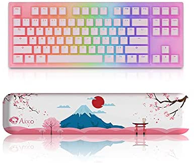 EPOMAKER AKKO Sakura 87 Keys RGB Wired Mechanical Keyboard with World Tour TKL Wrist Rest for Gaming/Mac/Win (Gateron Orange Switch)