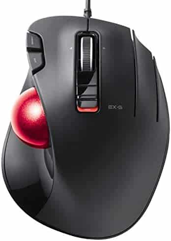 ELECOM Wired Thumb-Operated Trackball Mouse, 5-Button Function with Smooth Tracking, Precision Optical Gaming Sensor Red Ball (M-XT2URBK-G)
