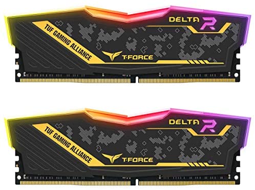 TEAMGROUP T-Force Delta TUF Gaming Alliance RGB DDR4 16GB (2x8GB) 3200MHz (PC4-25600) CL16 Desktop Gaming Memory Ram TF9D416G3200HC16CDC01 – TUF
