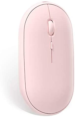 Bluetooth Mouse, Noiseless Mouse with USB Receiver, Slim Dual Mode(Bluetooth + USB) Rechargeable Bluetooth Wireless Mouse for iPad,Laptop, MacBook Pro,Computer,Notebook, PC (Pink)