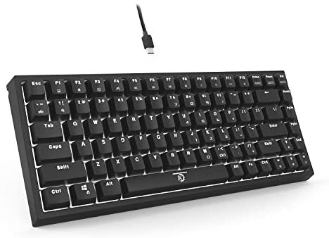 DREVO Gramr 84-Key Cherry MX Red Switches 75% Compact TKL White LED Backlit Mechanical Keyboard USB Wired