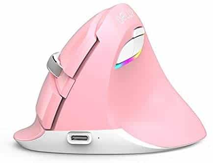 Bluetooth Vertical Mouse M618 Mini 2.4Ghz Computer Wireles Mice 2400DPI Ergonomic Rechargeable Noiseless Gaming Mice for PC MAC (Pink)