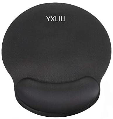 YXLILI Ergonomic Mouse Pad with Wrist Support, Gaming Mouse Mat with Gel Wrist Rest, Easy Typing & Pain Relief, Non-Slip Rubber Base, Waterproof Mousepads for Home Office Working Studying-Black