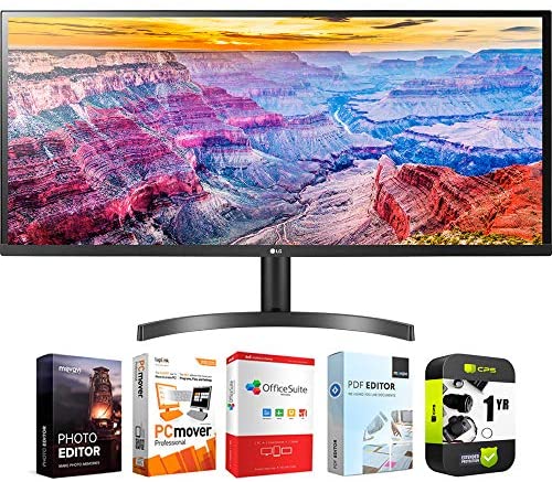 LG 34WL600-B 34 inch UltraWide IPS FreeSync LED Monitor 2560 x 1080 21:9 Bundle with 1 Year Extended Protection Plan and Elite Suite 18 Standard Editing Software Bundle