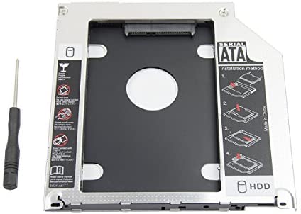 2nd 2.5” SATA HDD SSD Hard Drive Disk DVD CD ROM Optical SuperDrive Caddy Tray Adapter for Apple Unibody MacBook/MacBook Pro 13 15 17 Early mid Late 2008 2009 2010 2011 2012.etc