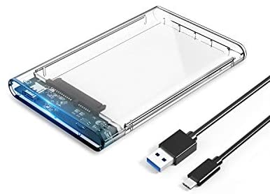ORICO 2.5 External Drive Enclosure SATA to USB C 3.1 Gen2 6Gbps Transparent Hard Disk Adapter for 7/9.5mm HDD/SSD Tool Free Disk Case Support UASP Up to 4TB for Samsung,Xbox,PS4,Router-2139C3-CR