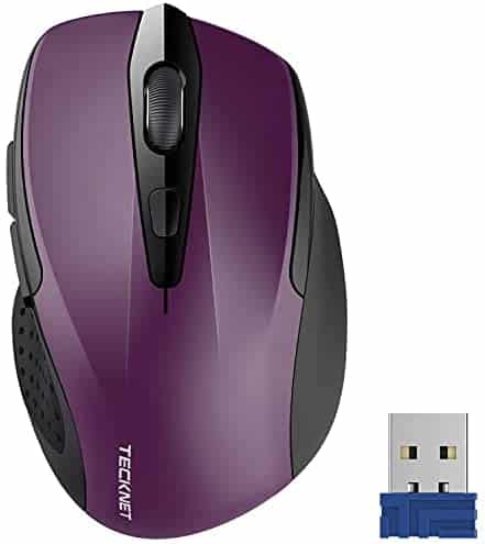 TECKNET Pro 2.4G Ergonomic Wireless Optical Mouse with USB Nano Receiver for Laptop, PC, Computer, Chromebook, Notebook, 6 Buttons, 24 Months Battery Life, 2600 DPI, 5 Adjustment Levels