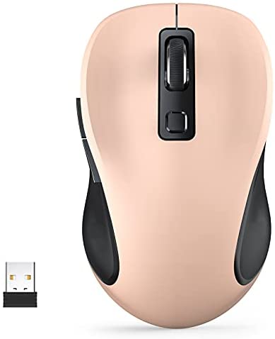 Wireless Mouse, TedGem 2.4G Ergonomic Portable Computer Mouse with USB Receiver and 3 Adjustable Levels, 6 Button Cordless Mouse Wireless Mice for Windows Mac PC Notebook (Pink)