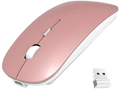 Wireless Mouse,Slim Wireless Portable Mobile Mouse,2.4G Noiseless Mouse with USB Nano Receiver,Rechargeable Wireless Mouse for MacBook,Laptop,PC,Computer,Notebook(Rose Gold)