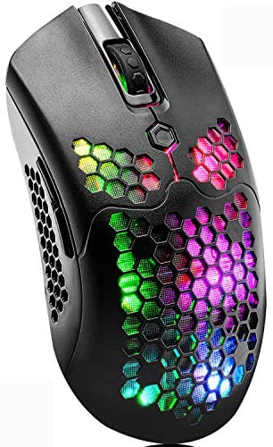 Wireless Gaming Mouse,16 RGB Backlit Ultralight Wireless/Wired Mice with Programmable Driver,Rechargeable 800mA Battery,Pixart 3325 12000 DPI,Lightweight Honeycomb Shell for PC Gamers(Black)