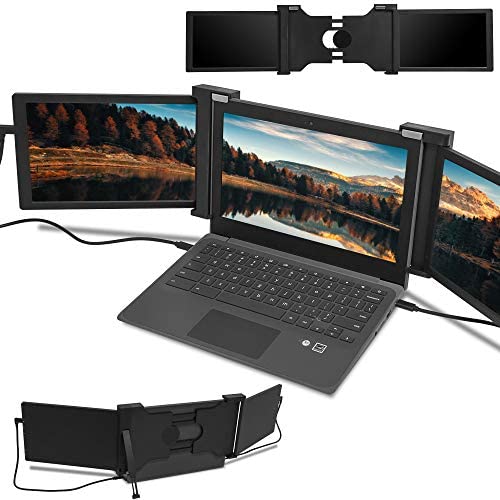 Dual Portable Extended Monitor Laptop Screen Extender Triple Laptop Monitor Display Compatible with 13″-17″ Mac PC HD 1080P IPS Display USB A/Type-C Power Attachable Foldable Screen (11.6 Inch)