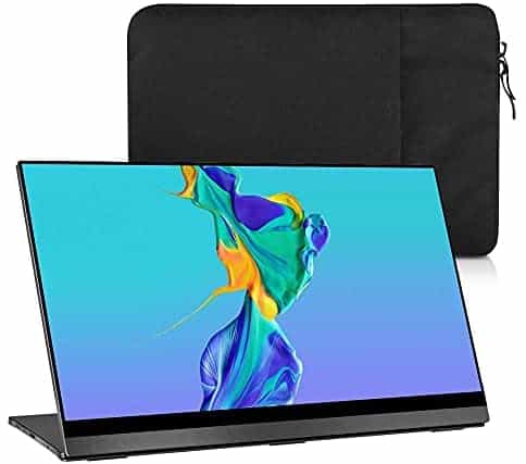 4K Portable Monitor Touchscreen, UPERFECT Gravity Sensor Automatic Rotate 15.6” Slimmest 10-Point Touch UHD Dual USB C Monitor Bracket Integrated & Frameless Bezel Glass, Included Monitor Case