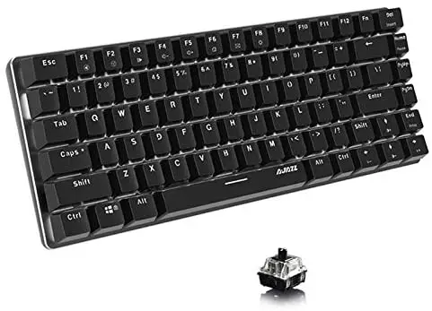 Lomi-luskr AK33 Wired Mechanical Keyboard, 82-Keys Compact Mechanical Gaming Keyboard with Anti-ghosting Keys, Small and Portable (Black Switch/White Backlight, Black)