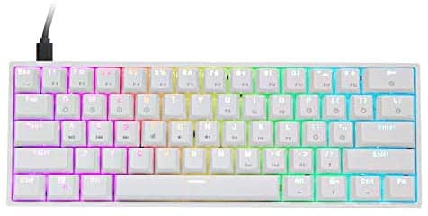 EPOMAKER SKYLOONG SK61 61 Keys Hot Swappable 60% Mechanical Keyboard with RGB Backlit, Doubleshot ABS Keycaps, Dustproof for Win/Mac/Gamers（Gateron Optical Black, White
