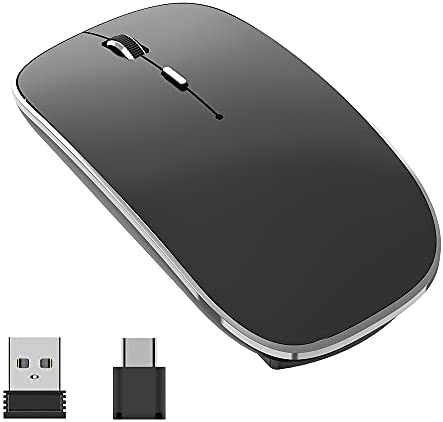 Halpilt Wireless Mouse Rechargeable, Portable, Silent Click USB-A Type-C Dual Mode 3 Adjustable DPI Business Office Leisure Home Small Mouse(Q23S Black)