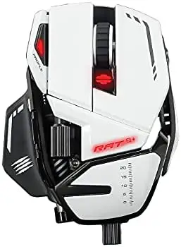 Mad Catz The Authentic R.A.T. 8+ Fully Adjustable Wired Gaming Mouse – 16000 DPI Optical Sensor – 11 Programmable Buttons and RGB Lighting – White (Renewed)