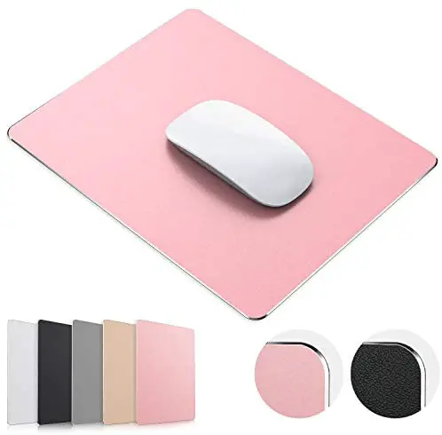 JEDIA Mouse Pad, Rose Gold Premium Hard Metal Aluminum Mousepad, Double Side Waterproof Ultra Smooth Mouse Pad for Fast and Accurate Mouse Control for Office and Gaming, 9.4 x 7.9inch