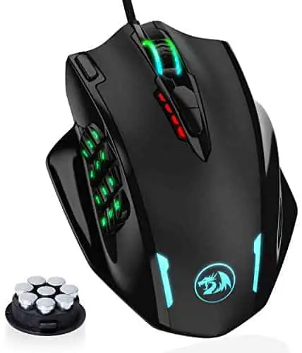 Redragon M908 Impact RGB LED MMO Mouse with Side Buttons Optical Wired Gaming Mouse with 12,400DPI, High Precision, 19 Programmable Mouse Buttons (Renewed)