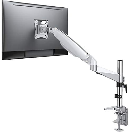 ATUMTEK Single Monitor Desk Mount Stand – Height Adjustable Aluminium Gas Spring LCD Monitor Arm Fits 15 to 32 Inch Computer Screen with C Clamp and Grommet Mount [Arm Holds Up to 19.8 lbs]