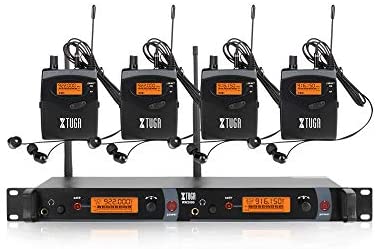 XTUGA RW2080 Rocket Audio Whole Metal Wireless in Ear Monitor System 2 Channel 4 Bodypacks Monitoring with in Earphone Wireless Type Used for Stage or Studio (Frequency 902-928mhz)